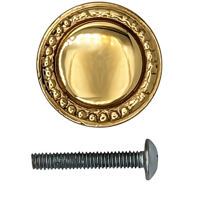 1 Inch Solid Brass Beaded Round Cabinet & Furniture Knob