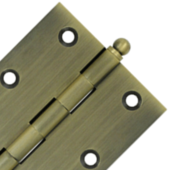 3 Inch x 2 1/2 Inch Solid Brass Cabinet Hinges