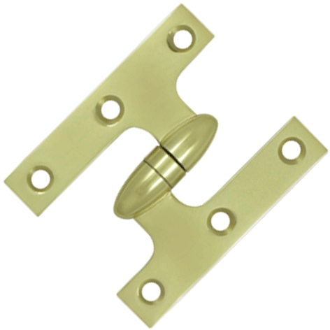 3 Inch x 2 1/2 Inch Solid Brass Olive Knuckle Hinge