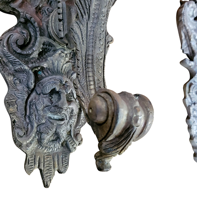 28 Inch Tall Pair Bronzed Heavy Sconces (Left/Right) with Shades