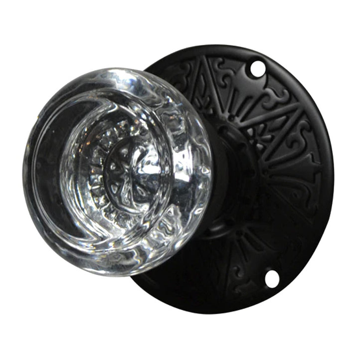 Antique Hardware Eastlake Rosette Door Set with Crystal Round Door Knobs (Several Finishes Available) ROUND CRYSTAL DOOR KNOB