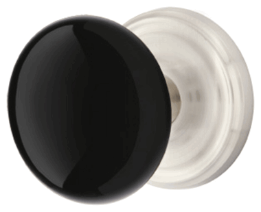 Black Porcelain Ebony Door Knob Set With Regular Rosette