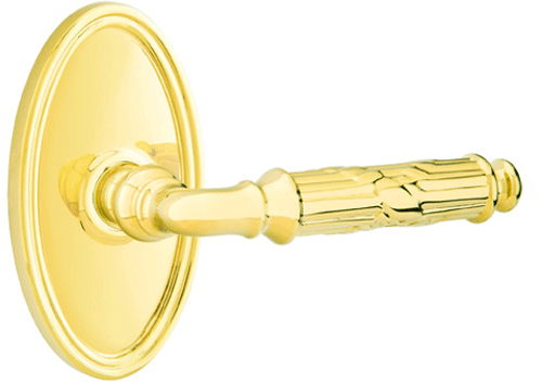 Solid Brass Ribbon & Reed Lever With Oval Rosette