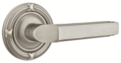 Solid Brass Milano Lever With Ribbon & Reed Rosette Several Finishes