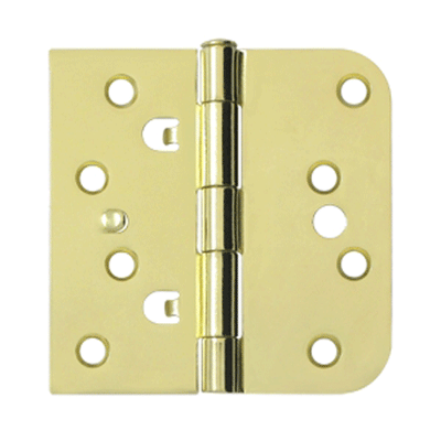 ##Antique Hardware## 4 Inch x 4 Inch Steel Hinge (5/8 Radius x Square Corner, Polished Brass Finish)