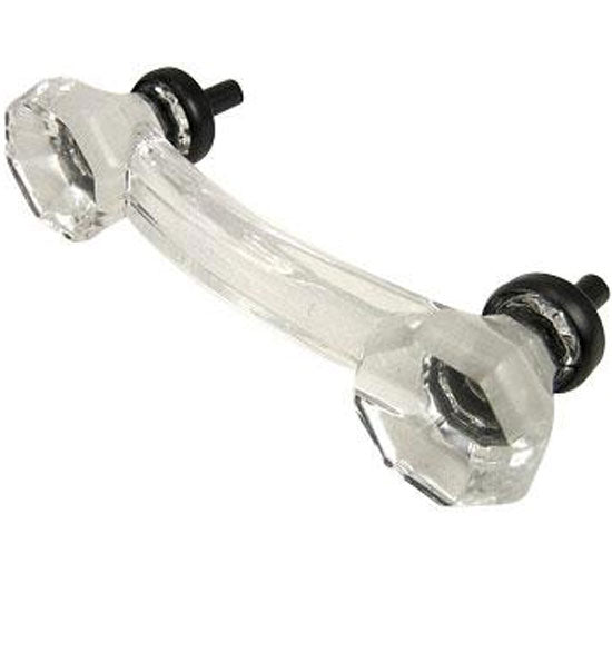 4 Inch Overall Clear Glass Old Town Octagon Shape Cabinet Pulls