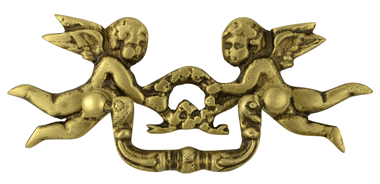 5 1/3 Inch Solid Brass Cherub Bail Pull (Antique Brass Finish)