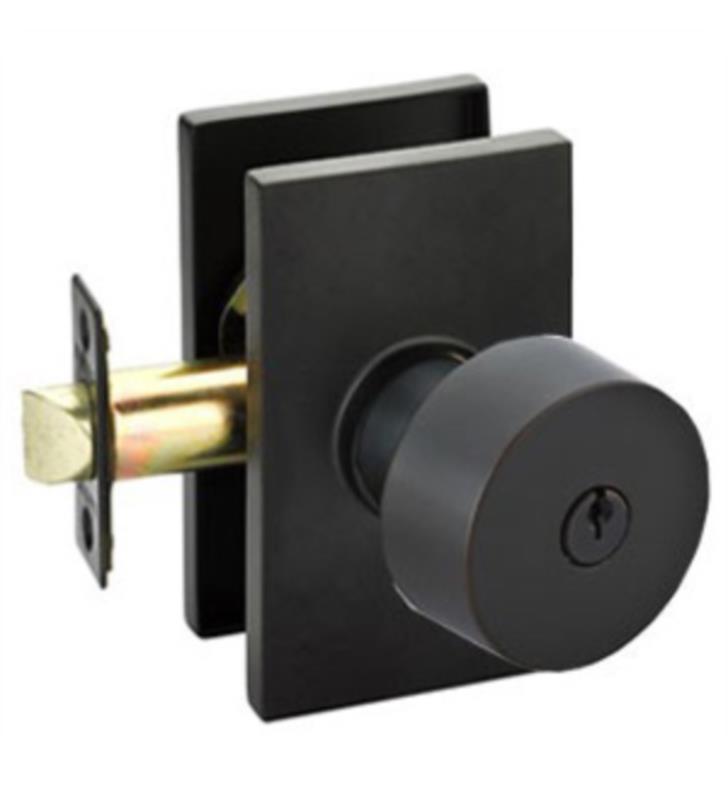 ##Antique Hardware## Emtek Solid Brass Round Key In Door Knob with Modern Rectangular Rosette (Several Finish Options)