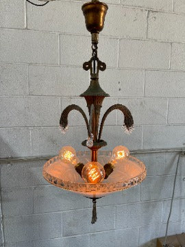 27 Inch Bronze 3-Light Chandelier with Glass Dome