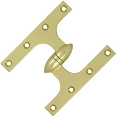 6 Inch x 5 Inch Solid Brass Olive Knuckle Hinge