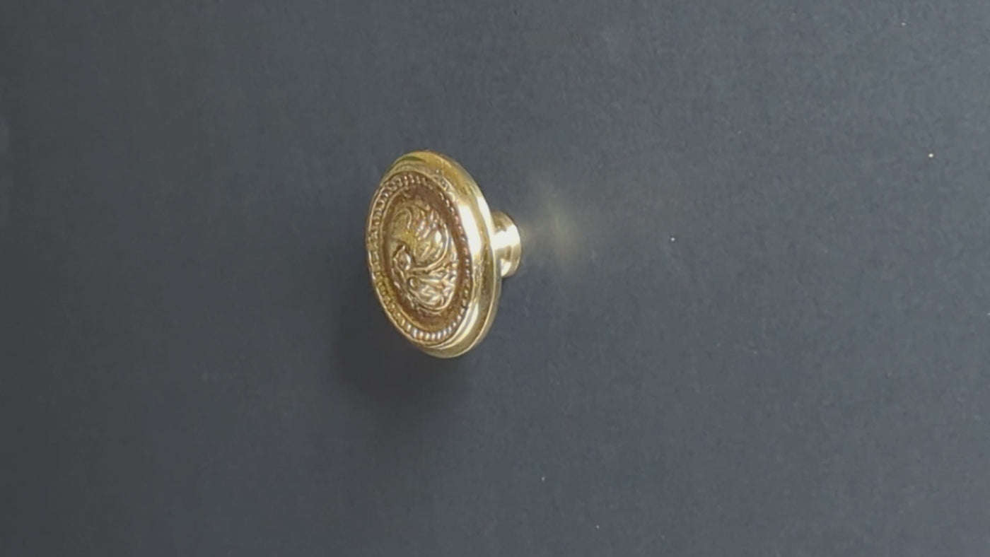 2 Inch Solid Brass Beaded Victorian Cabinet & Furniture Knob