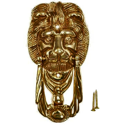 6 1/8 Inch Solid Brass Lion Knocker & Ring (Antique Brass Finish)