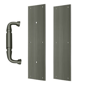15 Inch Traditional Door Pull Plate, Handle and Push Plate