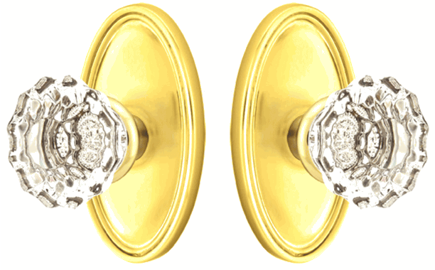 ##Antique Hardware## Crystal Astoria Door Knob Set With Oval Rosette (Several Finish Options)