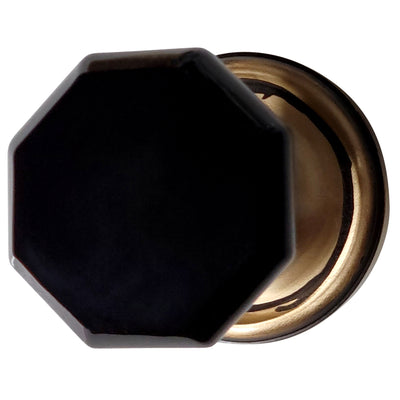 Traditional Rosette Door Set with Black Octagon Crystal Door Knobs (Several Finishes Available)