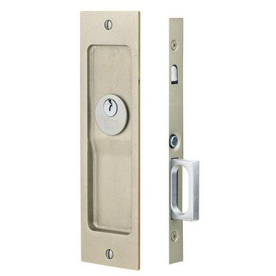 Sandcast Rustic Modern Rectangular Keyed Privacy Pocket Door Mortise