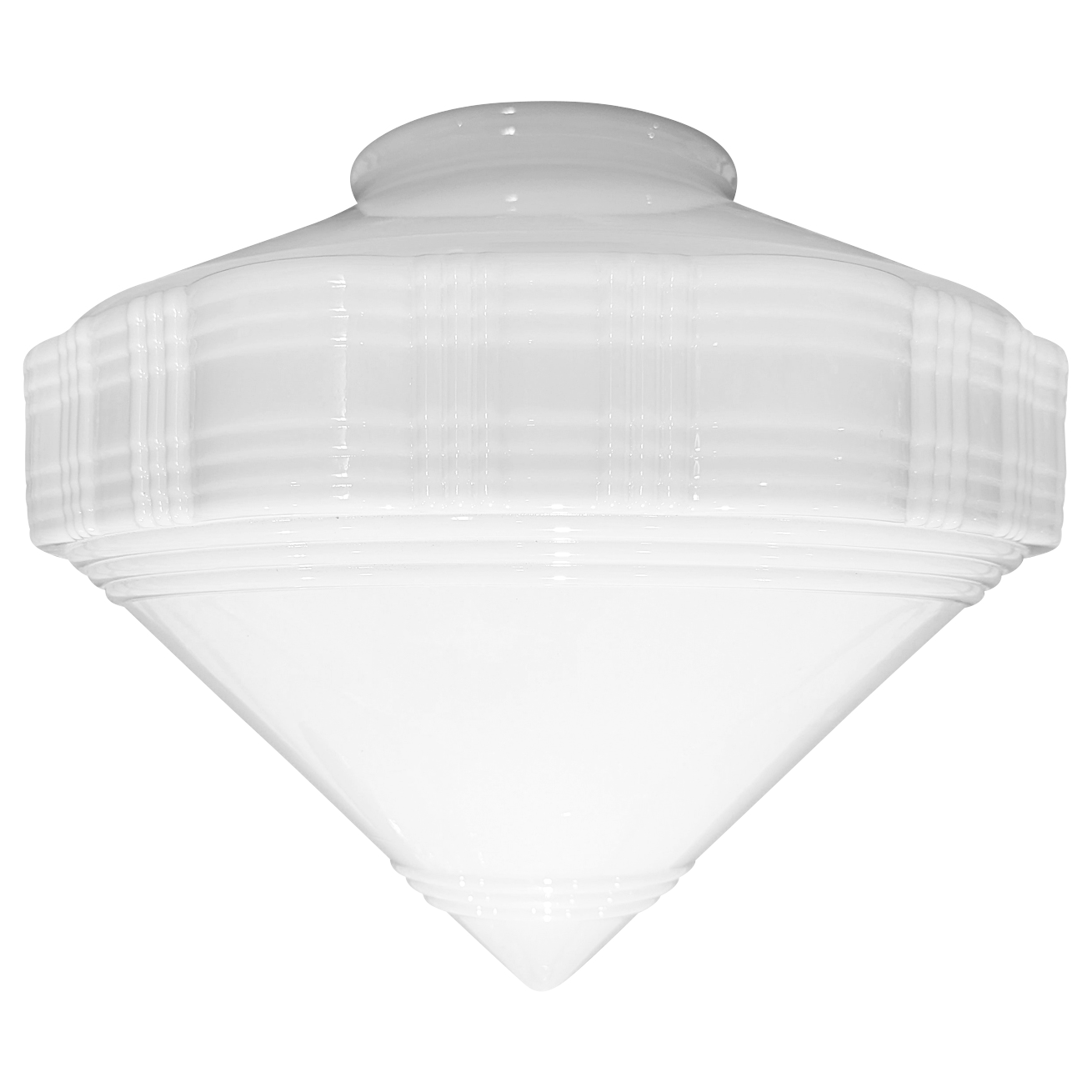 15 Inch Art Deco Style Milk Glass Light Shade (6 Inch Fitter)