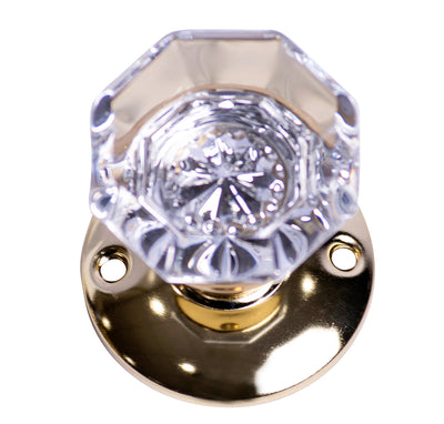 Providence Octagon Glass Regular Rosette Style Mortise Doorknob Set (Non-Locking)