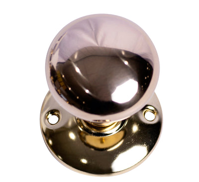 Round Solid Brass Regular Rosette Style Mortise Doorknob Set (Non-Locking)