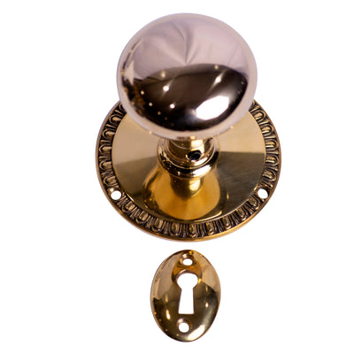 Round Solid Brass Egg & Dart Style Mortise Doorknob Set