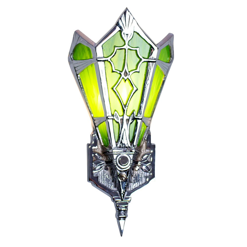 Antique Hardware 14 Inch Art Deco Stained Glass Shade Deco Green Wall Sconce ART DECO LIGHTING