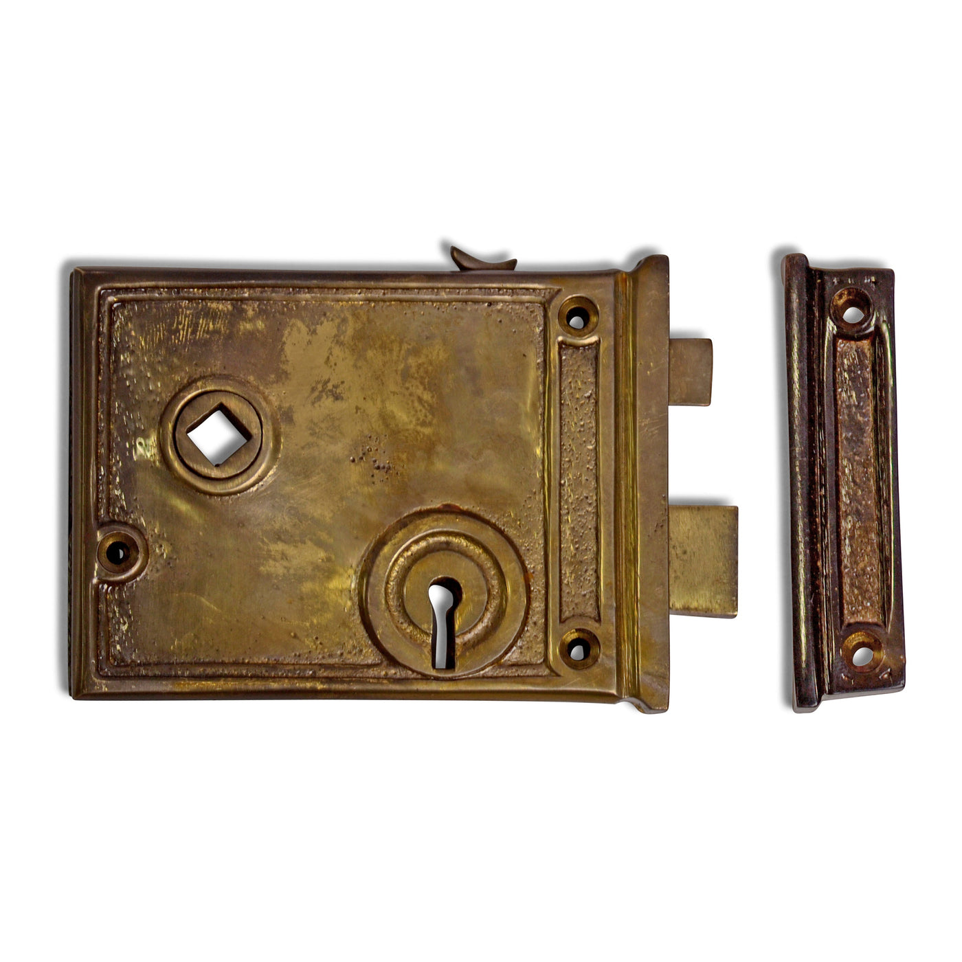 Rim Lock Set with Regency Fluted Glass Knob and Regular Rosette (Antique Brass Finish)