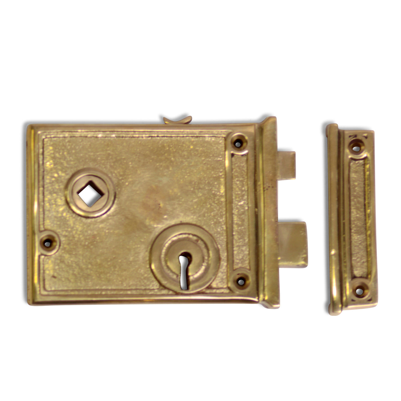 Rim Lock Set with Regency Fluted Glass Knob and Regular Rosette (Polished Brass Finish)