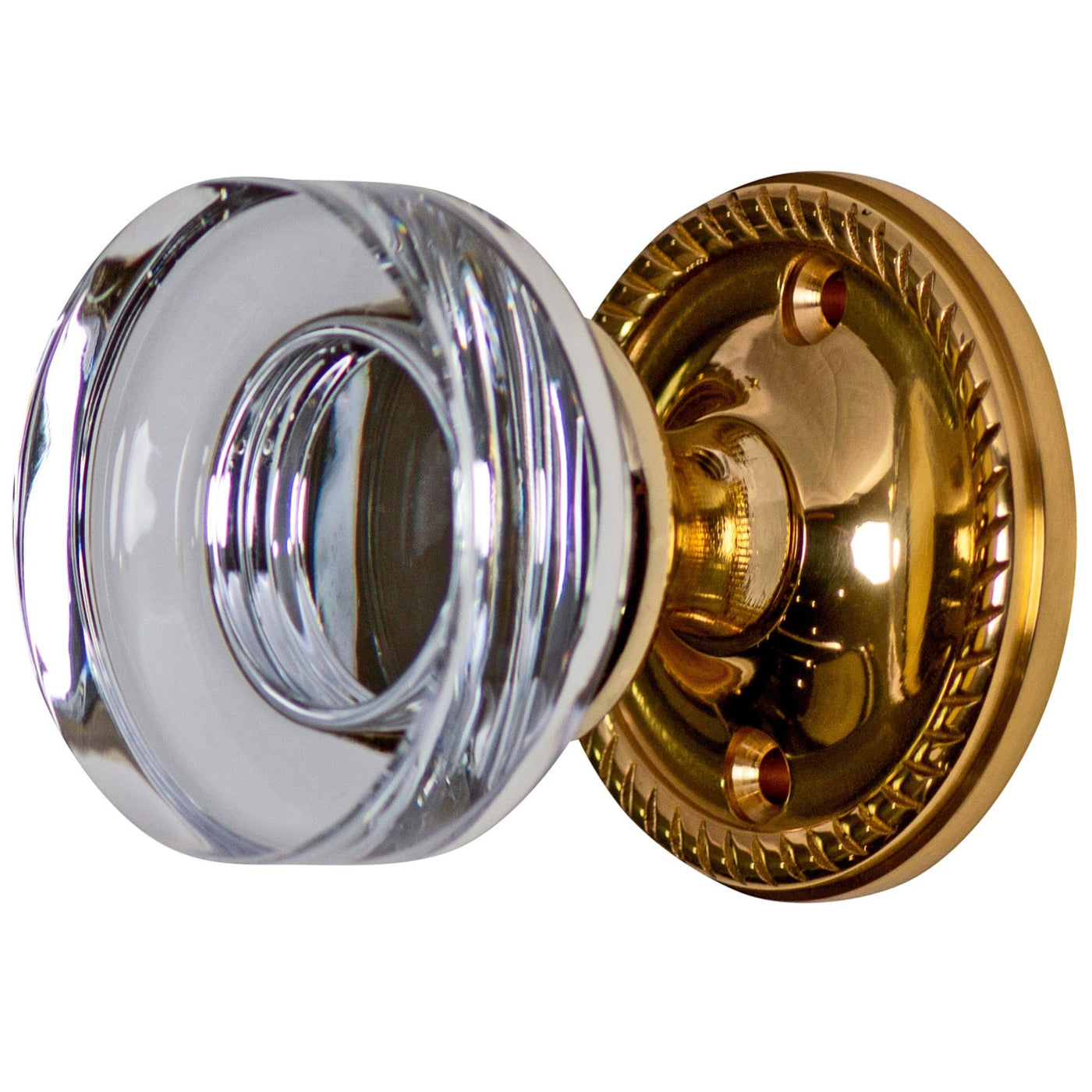 Double Sided Crystal Disc Door Knob Set with Georgian Roped Rosette