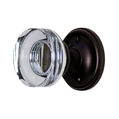Crystal Clear Disc Door Knob Set with Traditional Rosette (Several Finishes Available)