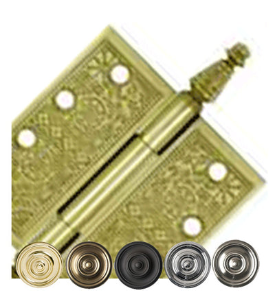 4 X 4 Inch Solid Brass Ornate Finial Style Hinge
