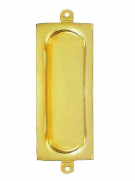 Rectangular Solid Brass Pocket Door Pull