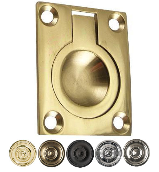 1 3/4 Inch Solid Brass Traditional Flush Ring Pull