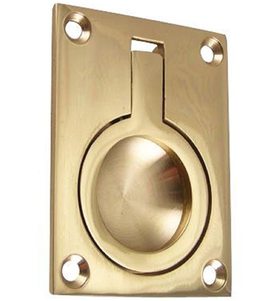2 1/2 Inch Solid Brass Traditional Flush Ring Pull