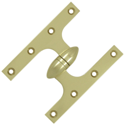 6 Inch x 4 1/2 Inch Solid Brass Olive Knuckle Hinge