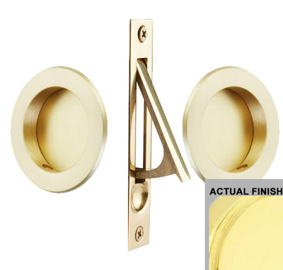 Solid Brass Round Pocket Door Pull Set