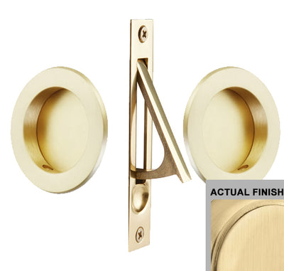Solid Brass Round Pocket Door Pull Set