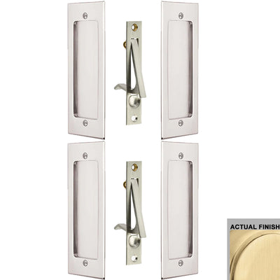 7 1/4 Inch Solid Brass Modern Rectangular Pocket Door Pull Set