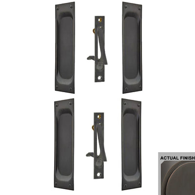 7 1/2 Inch Solid Brass Classic Rectangular Pocket Door Pull Set