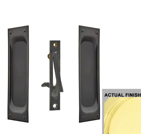 7 1/2 Inch Solid Brass Classic Rectangular Pocket Door Pull Set