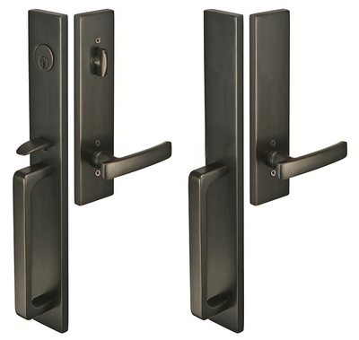 Solid Brass Lugano Style Mortise Double Door Entryway Set