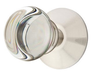 Round Crystal Door Knob Set with Round Rosette in Several Finishes