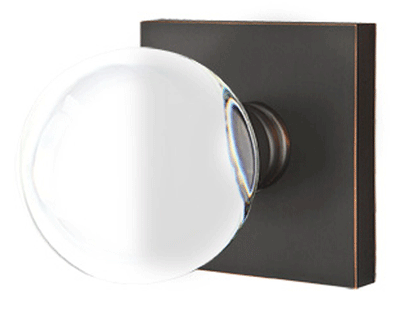 Crystal Bristol Door Knob Set With Square Rosette (Several Finishes)