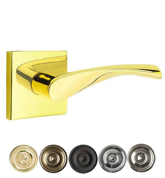 Emtek Solid Brass Triton Lever With Square Rosette in Several Finishes