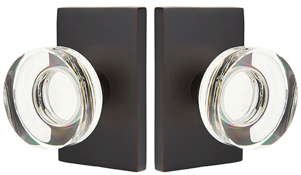 Emtek Modern Disc Crystal Door Knob Set Modern Rectangular Rosette