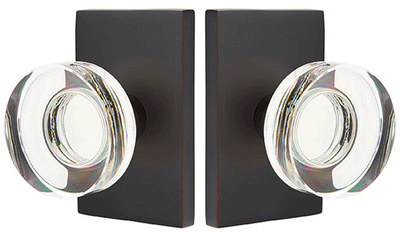 Emtek Modern Disc Crystal Door Knob Set Modern Rectangular Rosette