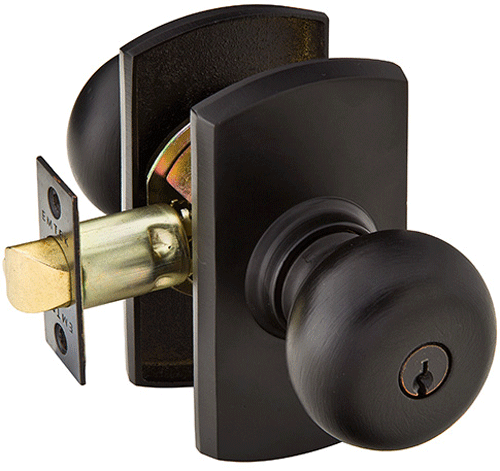 Solid Brass Key In Winchester Door Knob Set With Rounded Rectangular Rosette