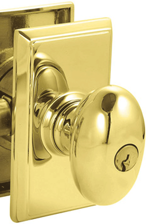 Solid Brass Key In Egg Door Knob Set With Rectangular Rosette