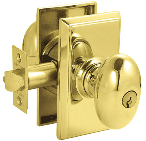 Solid Brass Key In Egg Door Knob Set With Rectangular Rosette