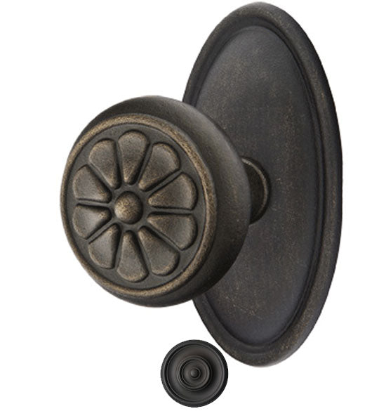 Emtek Solid Brass Lost Wax Petal Door Knob Set With Oval Rosette