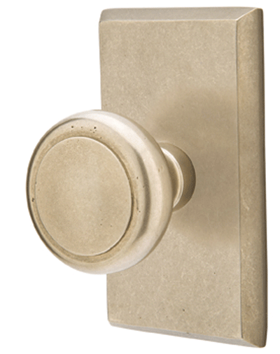 Solid Brass Sandcast Butte Door Knob Set With Rectangular Rosette
